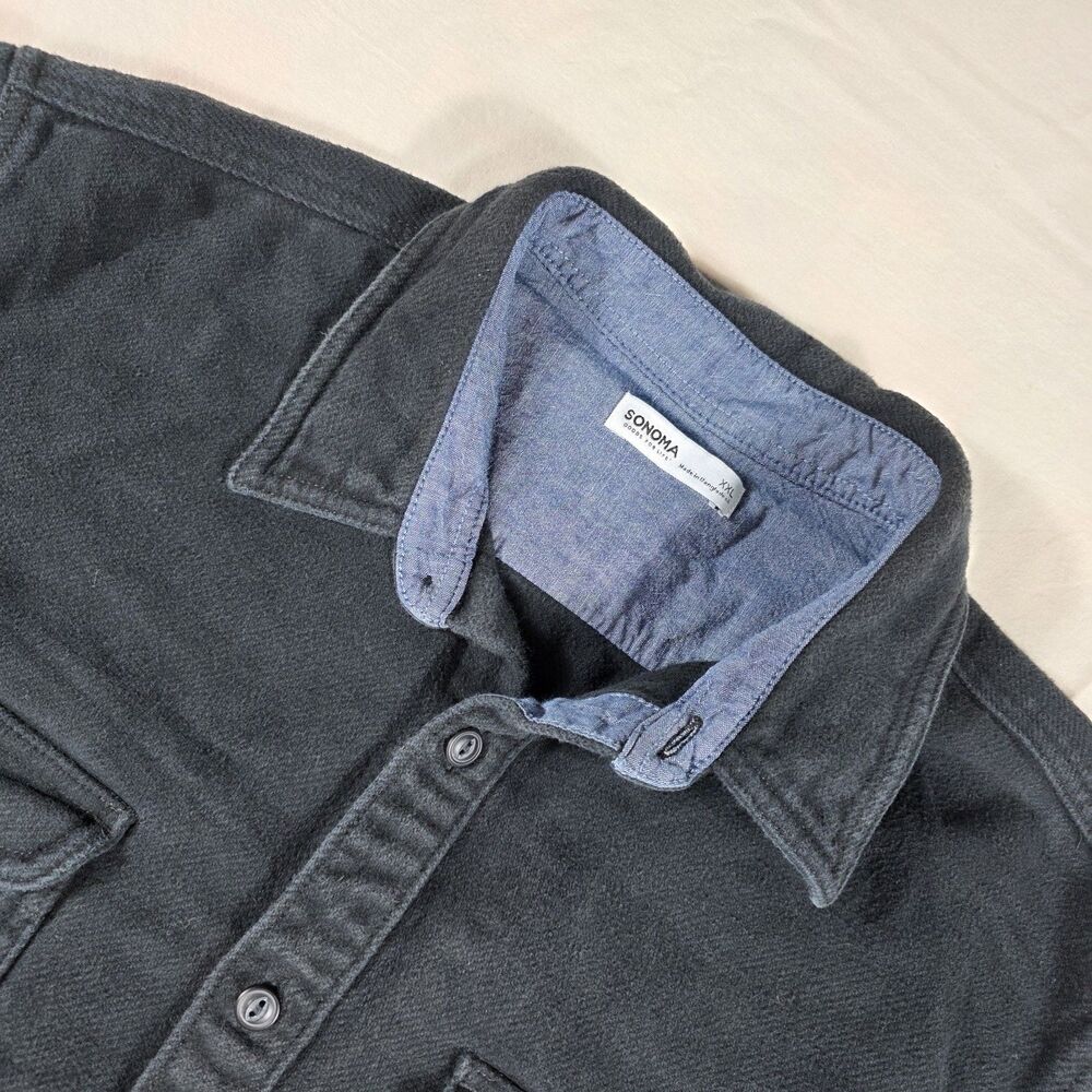 Sonoma Button Down Long Sleeve Shirt Men's Size XXL Black Textured Shirt